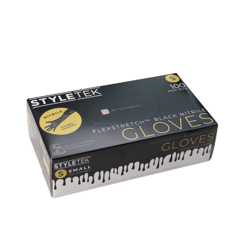 styletek black nitrile gloves 100pk