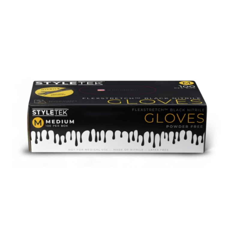 styletek black nitrile gloves 100pk angle 2