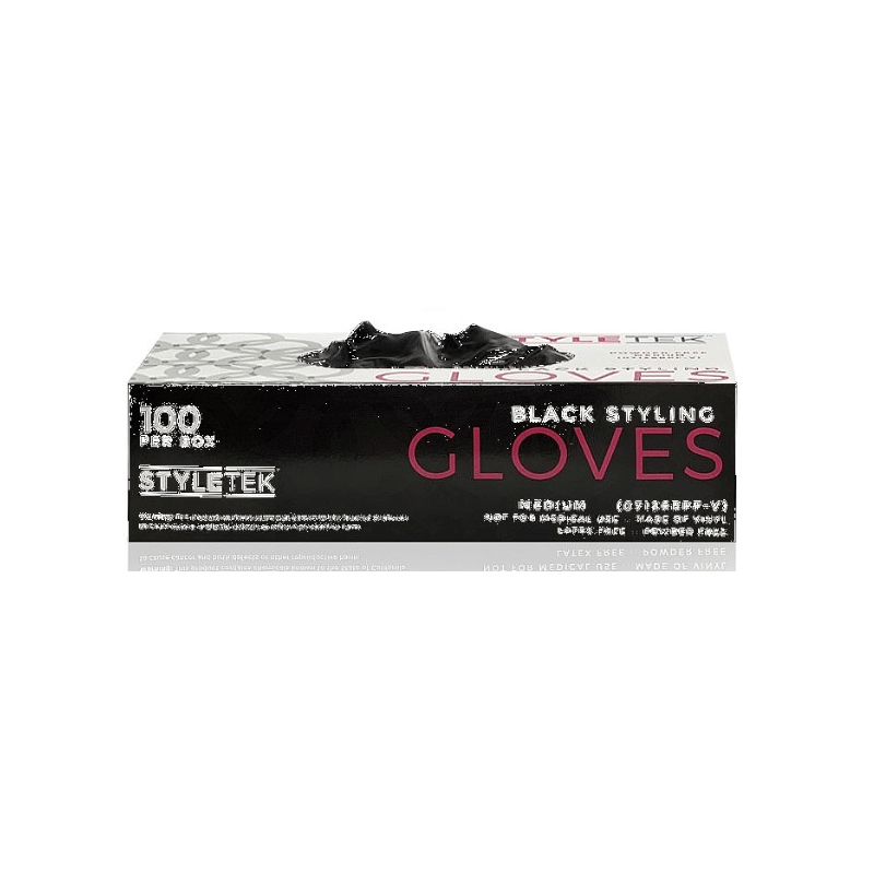 styletek black powder free gloves 100ct