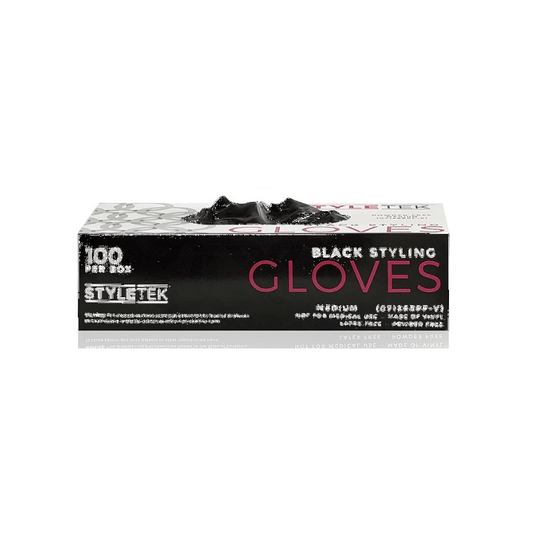 styletek black powder free gloves 100ct