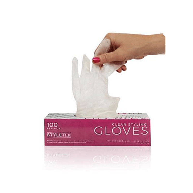 styletek clear vinyl powder free gloves
