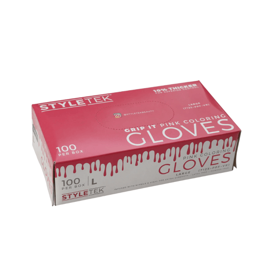 styletek pink powder free gloves 100pk
